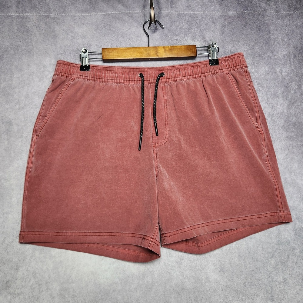 Bearbottom Mens XL 5.5 Inseam Stretch Shorts Red Elastic Waist Drawstring C34